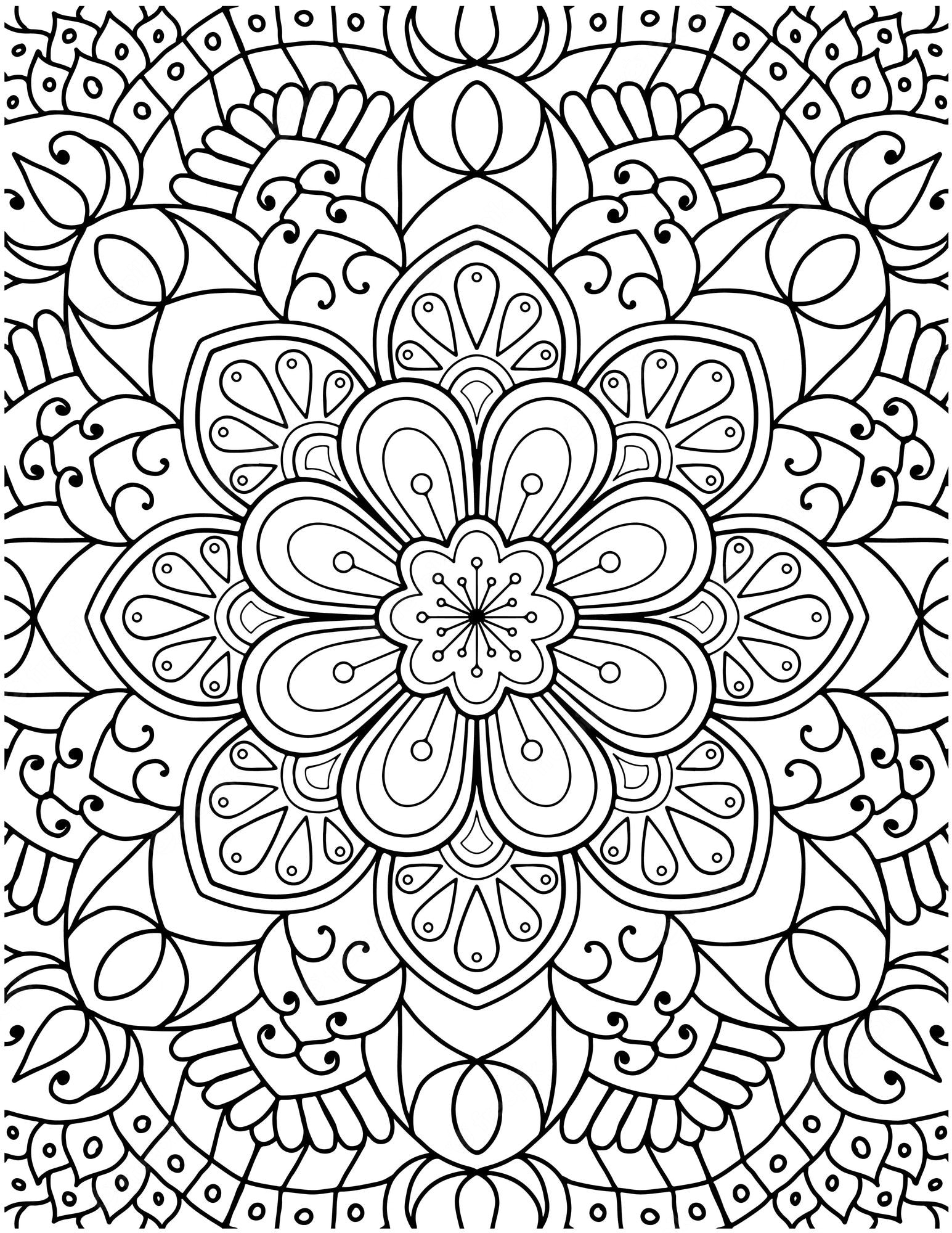 Premium vector hand drawn mandala coloring pages for adult coloring book floral hand drawn mandala coloring page