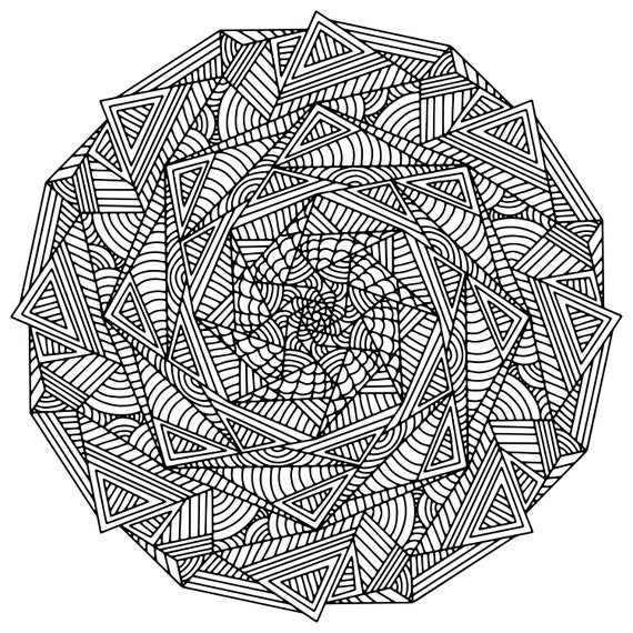 Geometric pattern mandala coloring book for adults pages