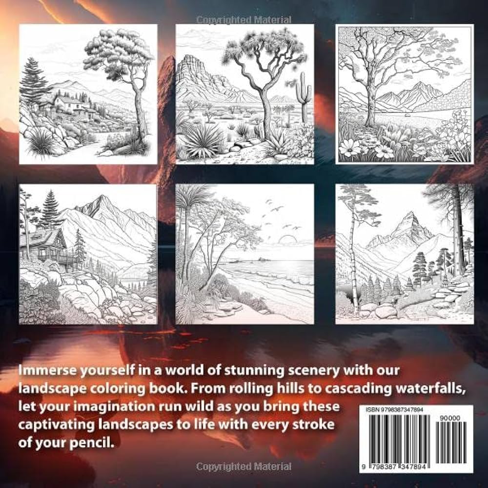 Beautiful landscapes coloring book adult coloring book for relaxation and stress relief stunning coloring pages amazing nature scenery larik marijana books