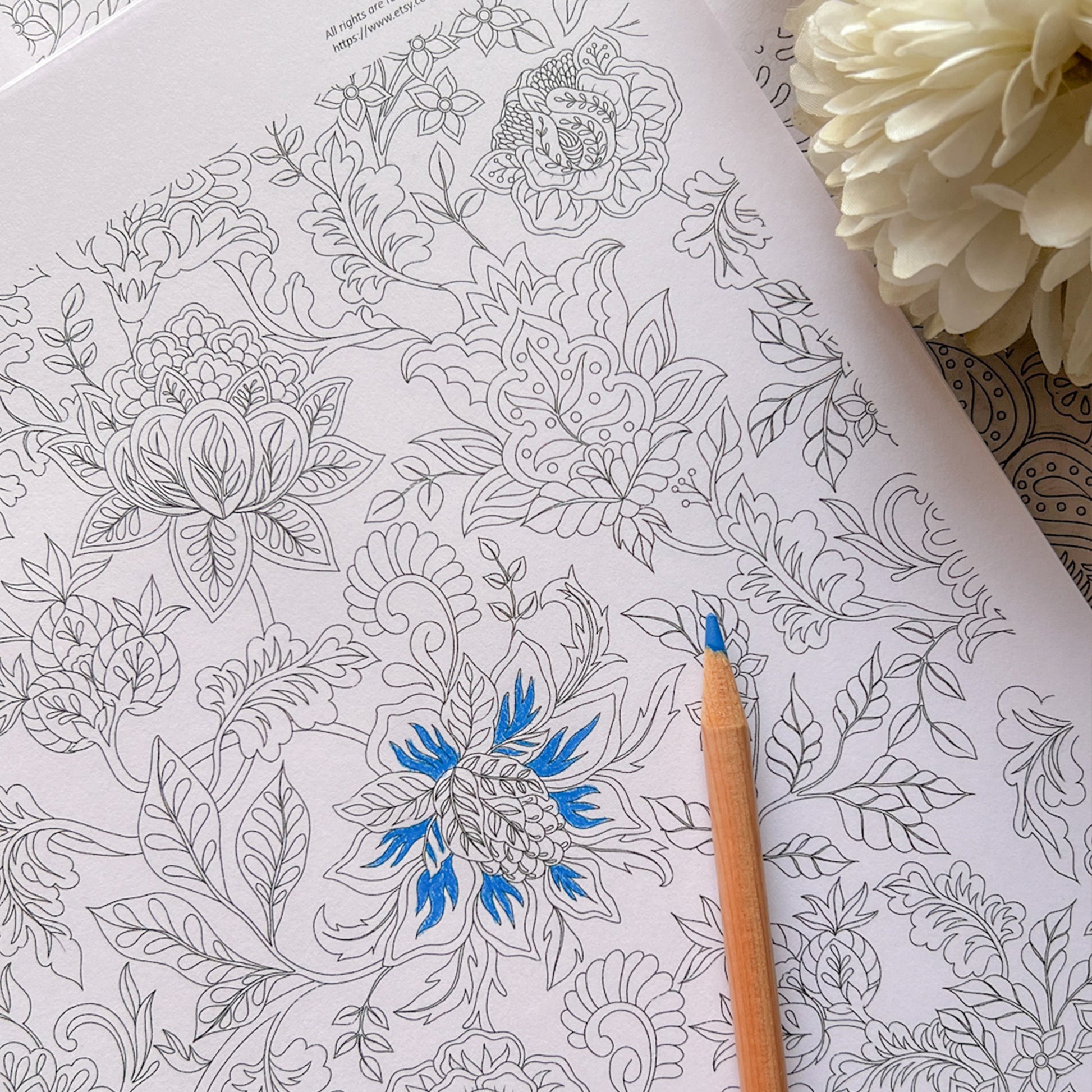 Hues of blues pdf adult coloring page instant download â nikhat illustrations