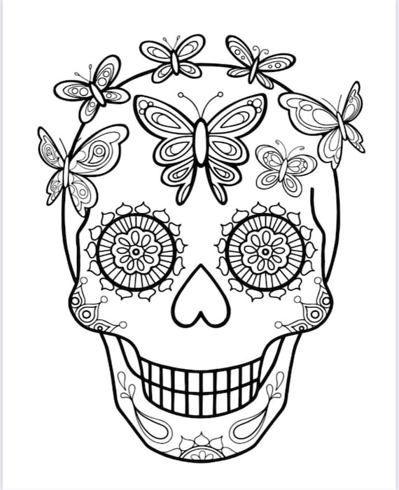 Sugar skulls skulls coloring pages day of the dead adult coloring