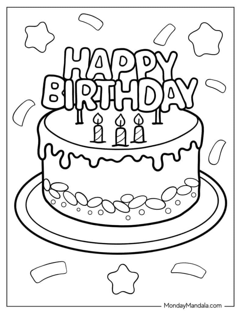 Cake coloring pages free pdf printables