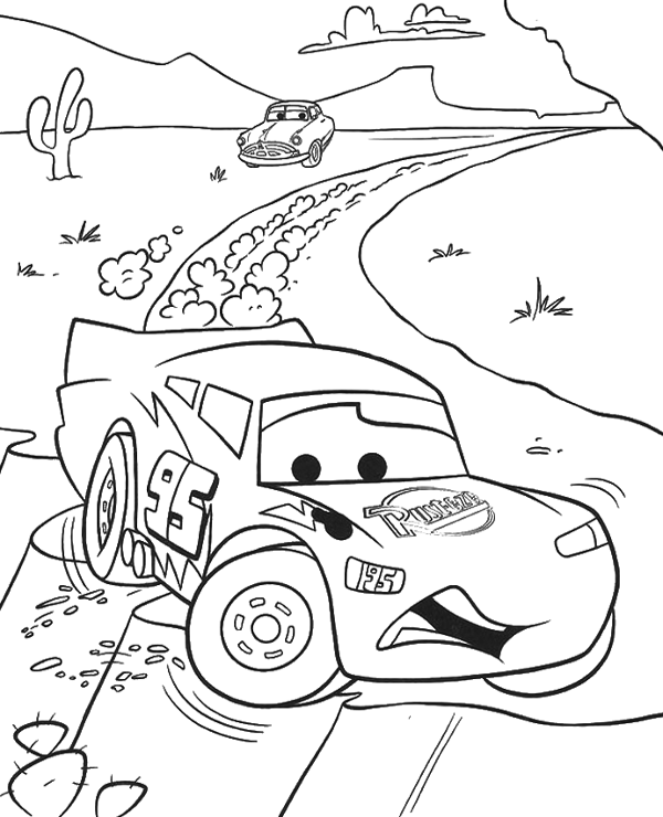 Cars coloring page to print with mcqueen