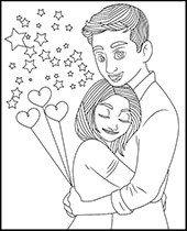 Romantic couple coloring pages for valentine day