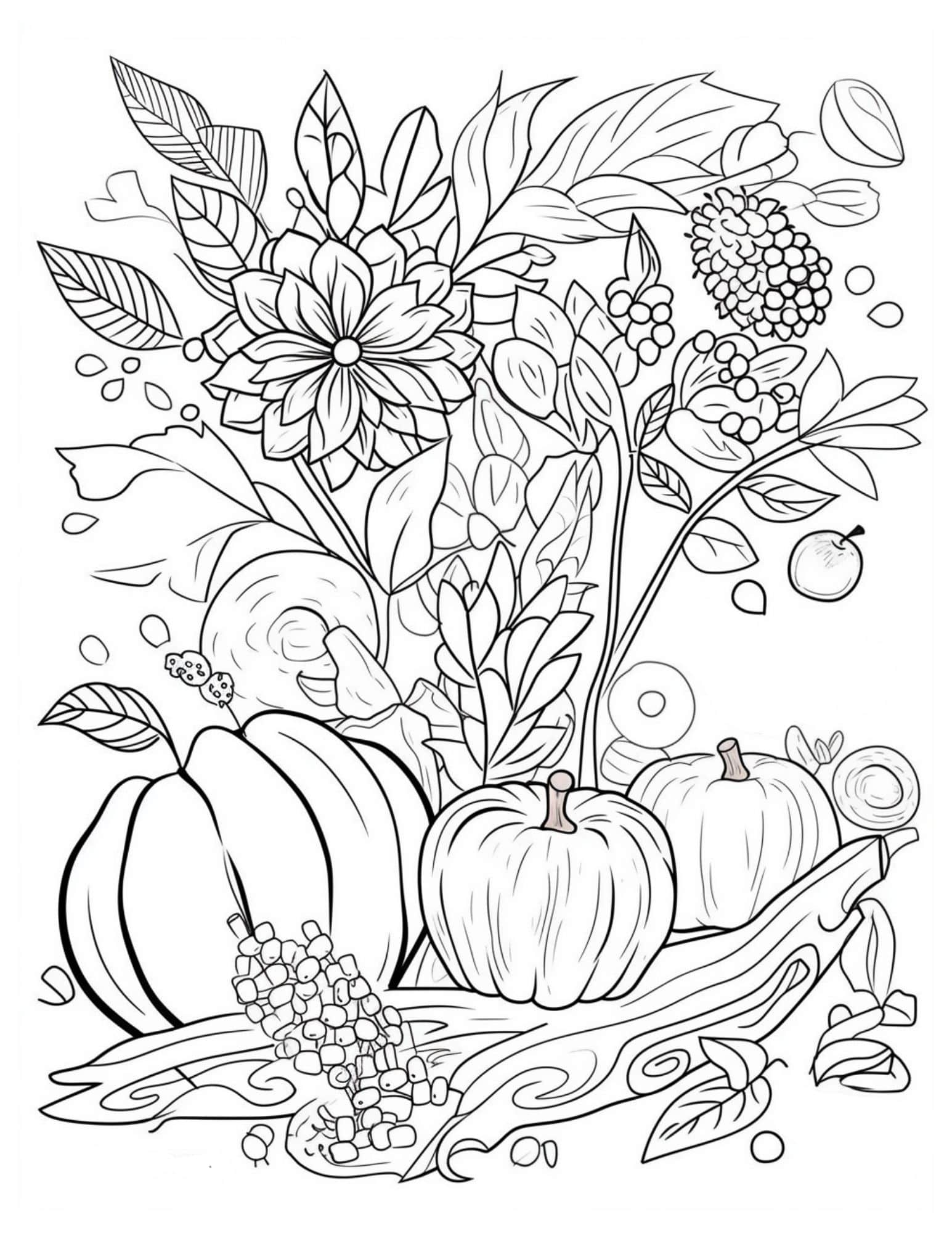 Fall coloring pages for both kids and adults