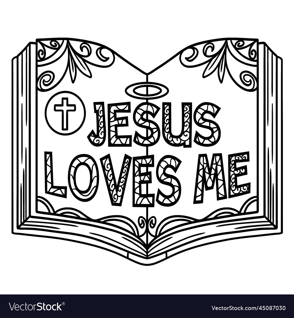 Christian jesus loves me isolated coloring page vector image