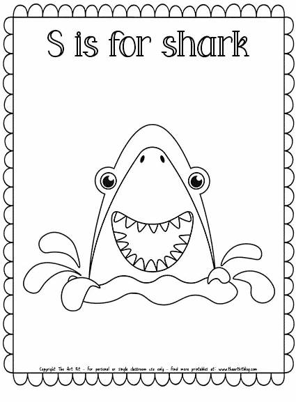 S is for shark coloring page free homeschool deals