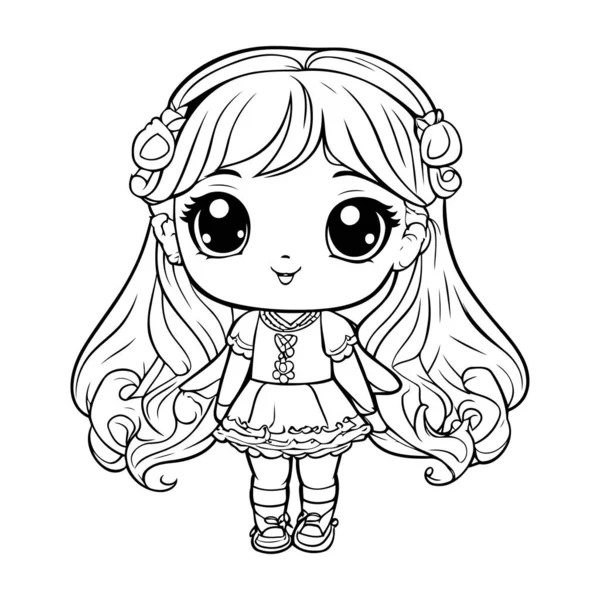 Cute little girl coloring page vector illustration kids coloring book stock vector by ibrandify
