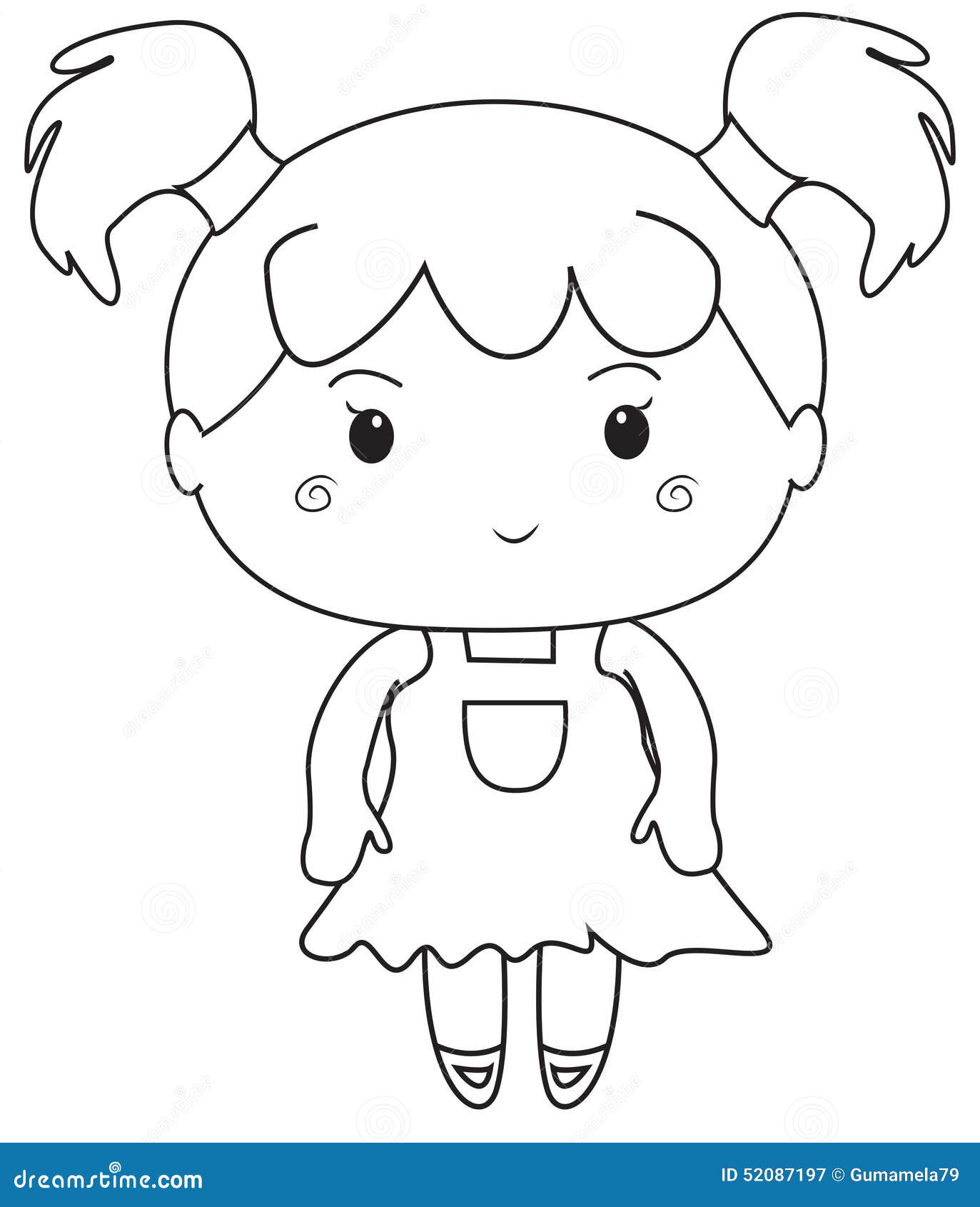 Little girl coloring page stock illustration illustration of artwork