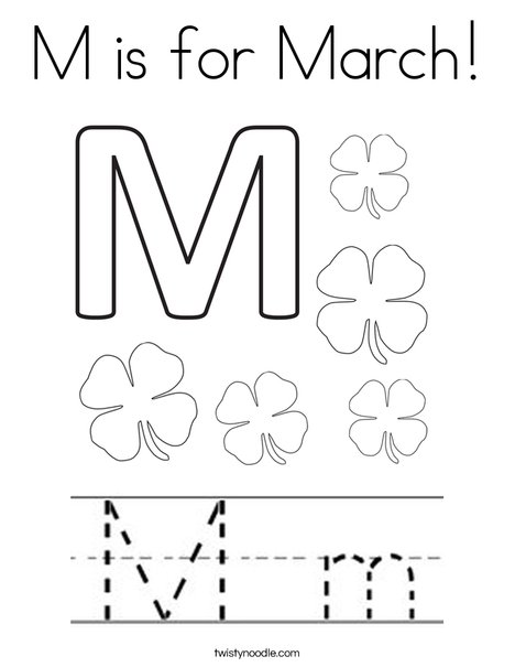 M is for march coloring page