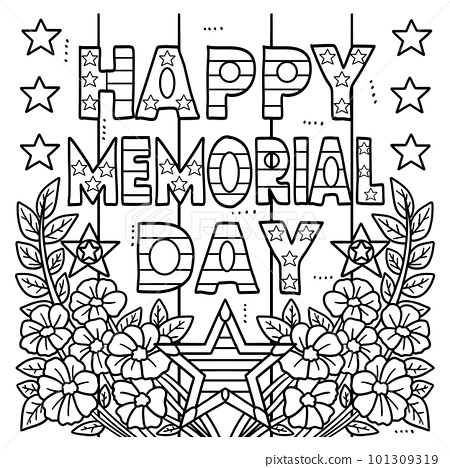 Happy memorial day coloring page for kids