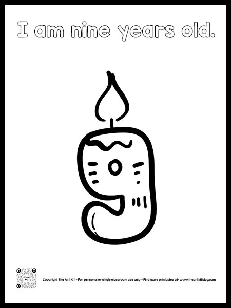 Printable th birthday cake candle coloring page bubble font â the art kit