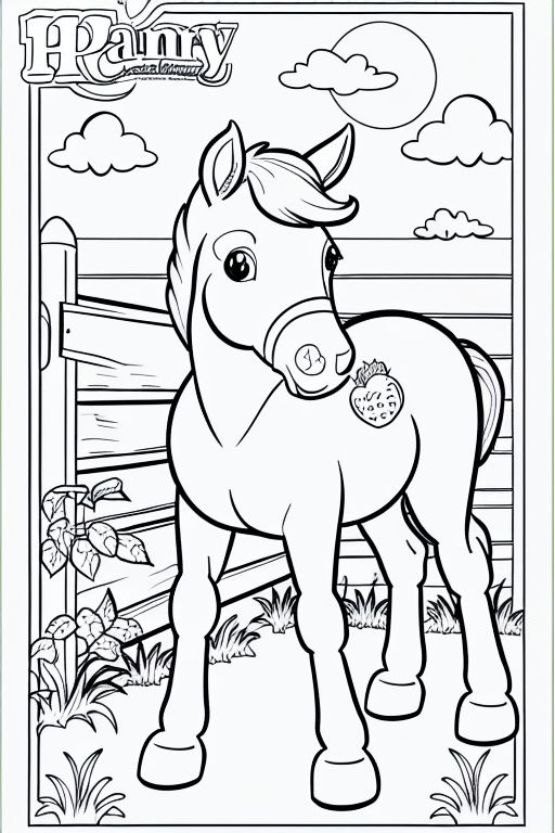 Create a coloring page image suitable for children aged to years old the image should depict a small shetland pony
