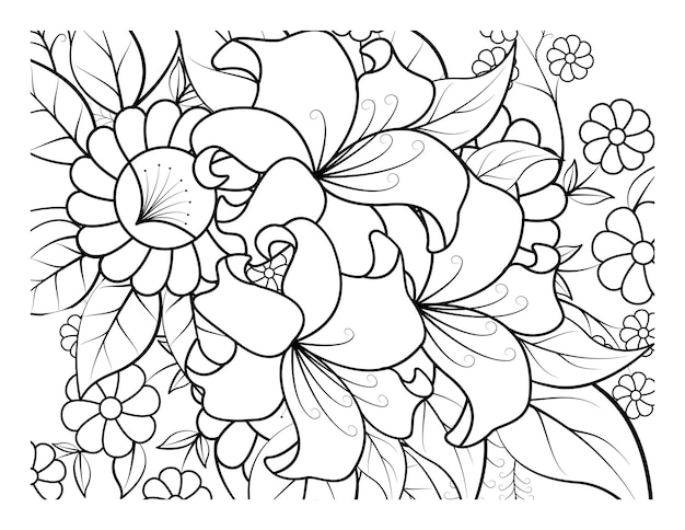 Premium vector coloring book for adult and older children coloring page with flowers pattern frame