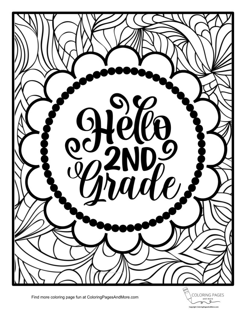 Hello second grade coloring page