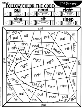 Fall sight word coloring sheets with nd grade words