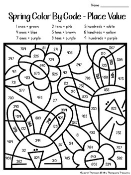 Spring coloring pages color by code second grade by mrs thompsons treasures