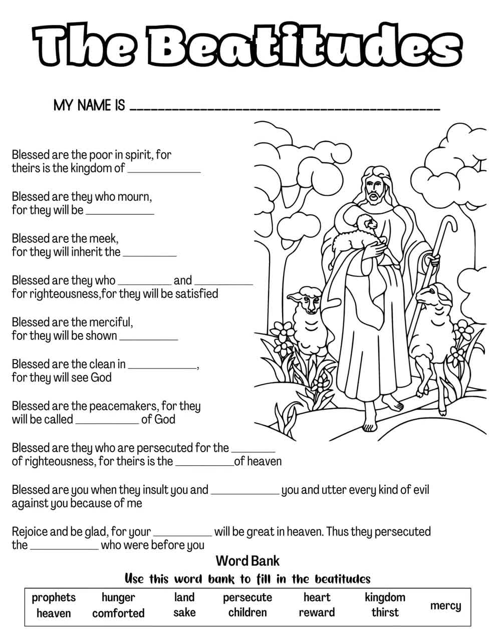 Buy the beatitudes coloring page for kids catholic activities for children catholic homeschool resources catholic games for children online in india