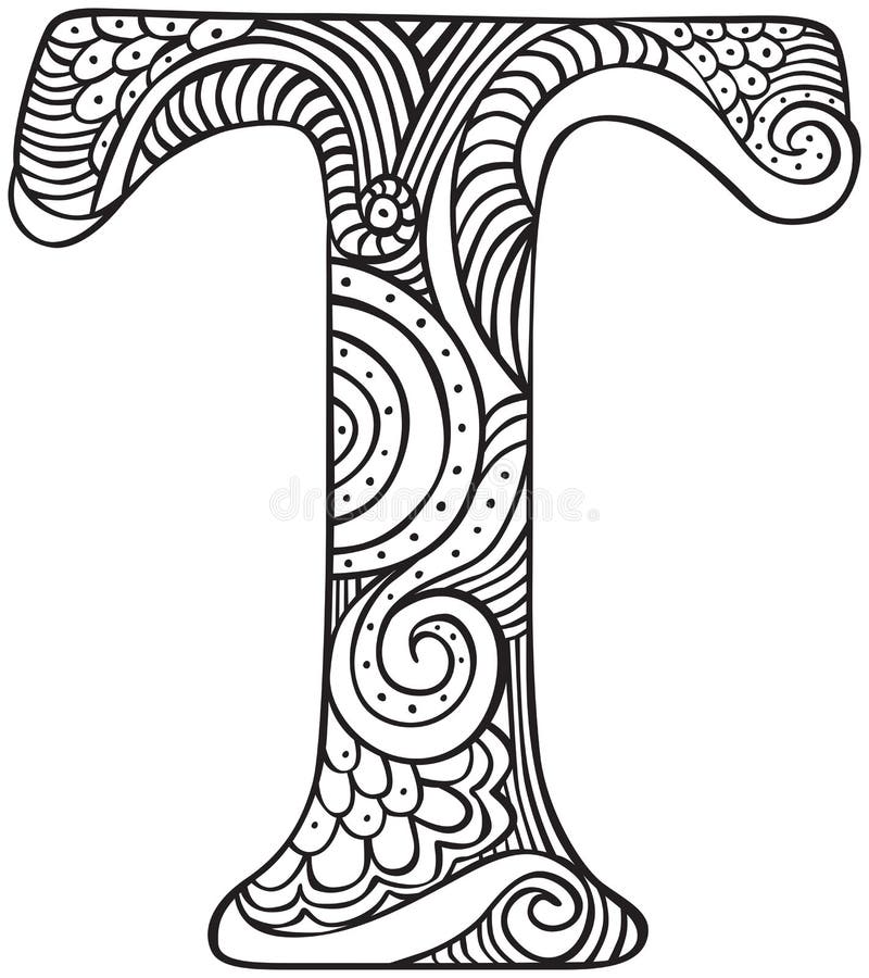 Illustrated letter t stock vector illustration of emblem