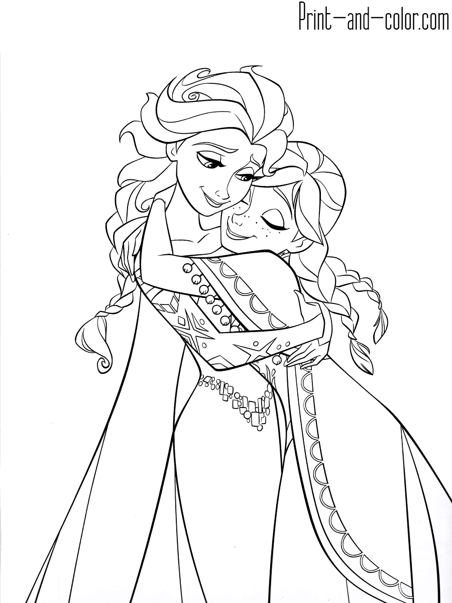 Frozen coloring pages print and color
