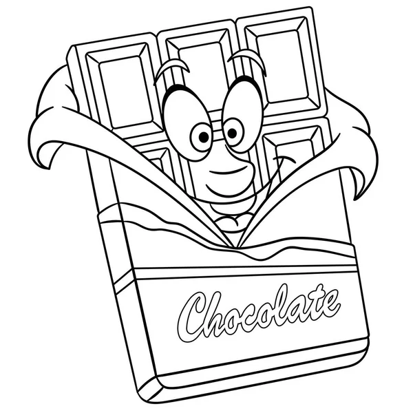 Coloring page coloring book chocolate bar happy food concept cartoon stock vector by sybirko