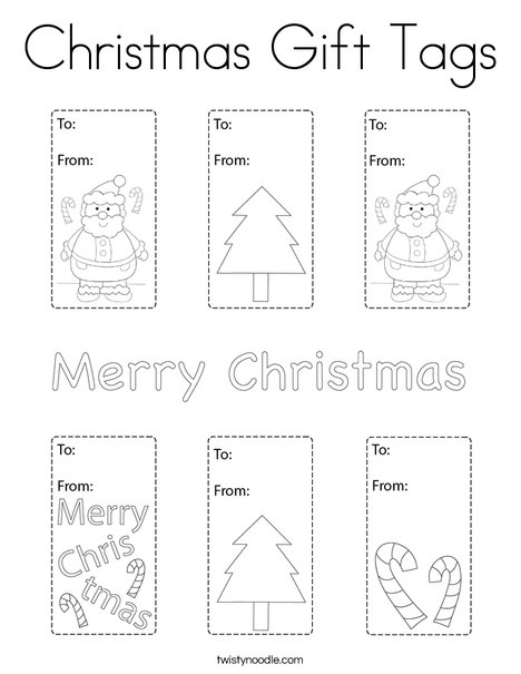 Christmas gift tags coloring page