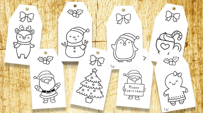 Free printable coloring christmas gift tags