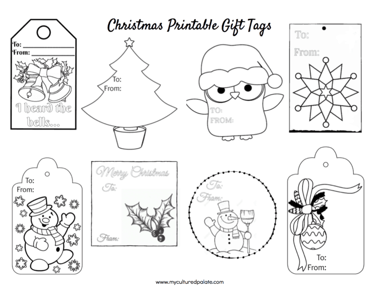 Free christmas gift tags to color