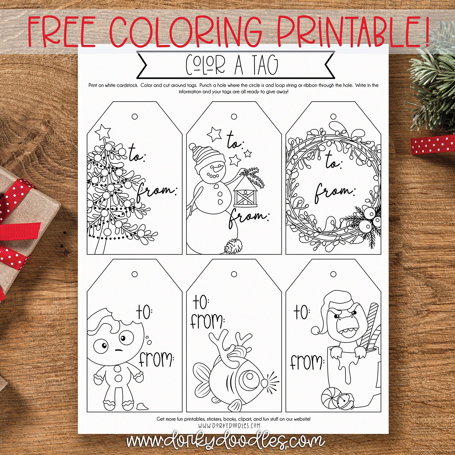 Color some christmas gift tags
