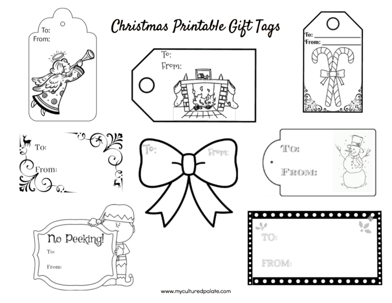 Free christmas gift tags to color