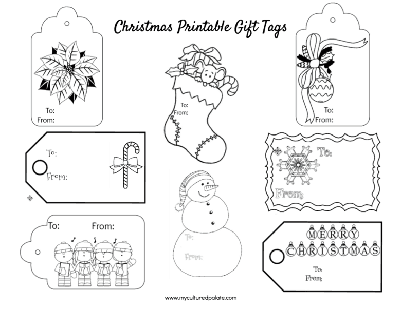 Free christmas gift tags to color