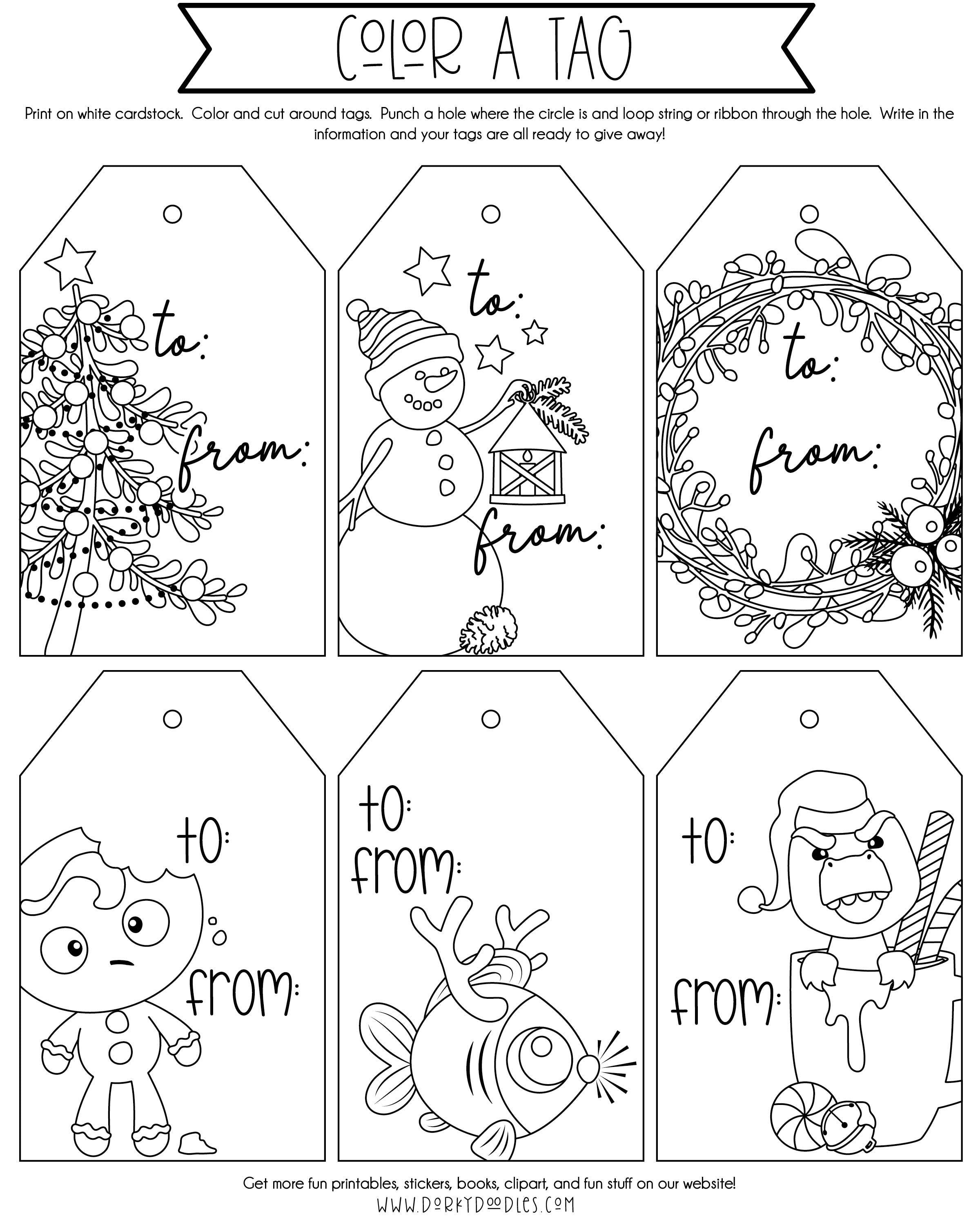 Color some christmas gift tags