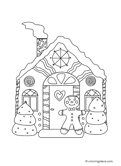 Gingerbread house coloring place