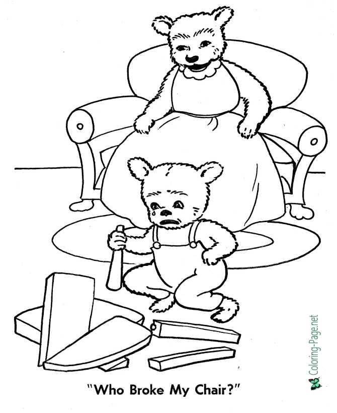 Goldilocks and the three bears coloring pages
