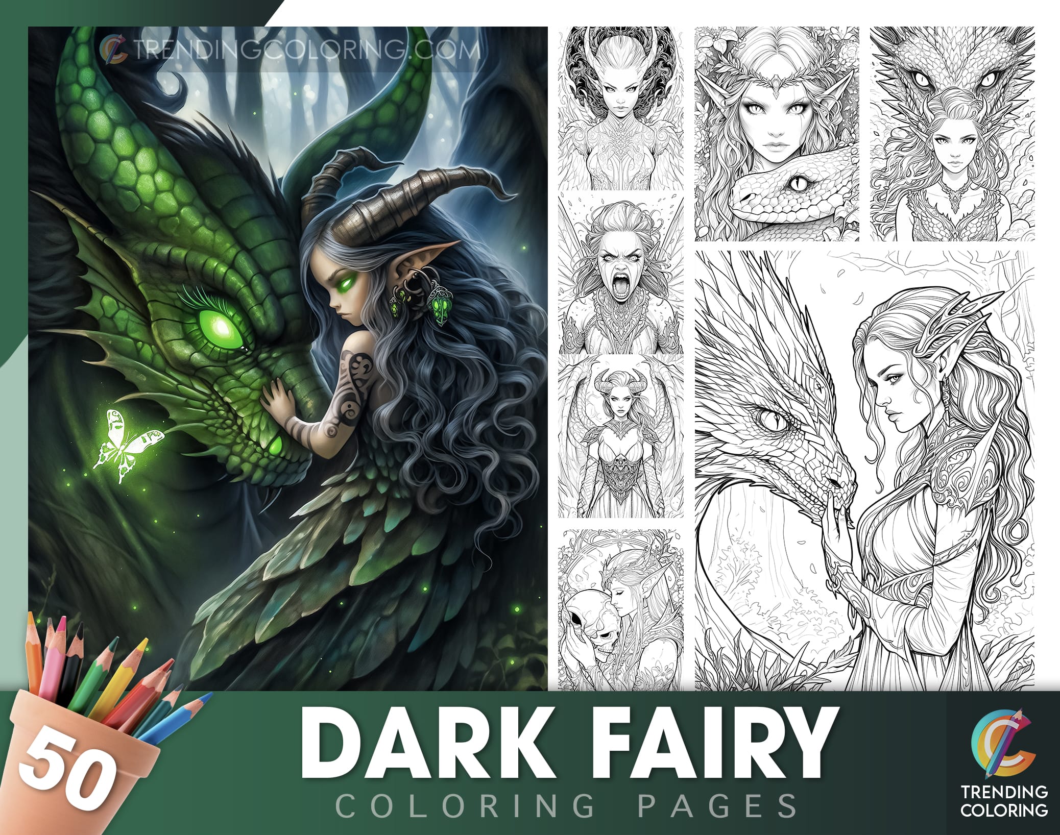 Dark fairy coloring pages