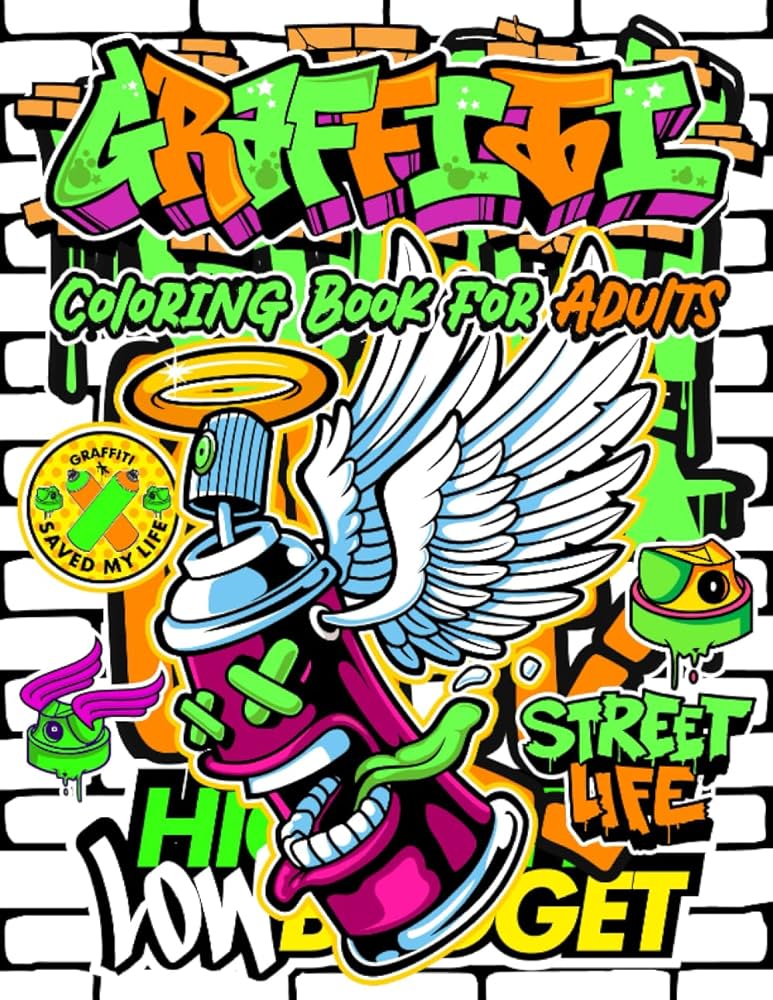 Graffiti coloring book for teens and adults cool coloring pages with unique street art drawings graffiti lettering quotes characters fonts for stress relief relaxation and mindfulness publishing rizqmahad books