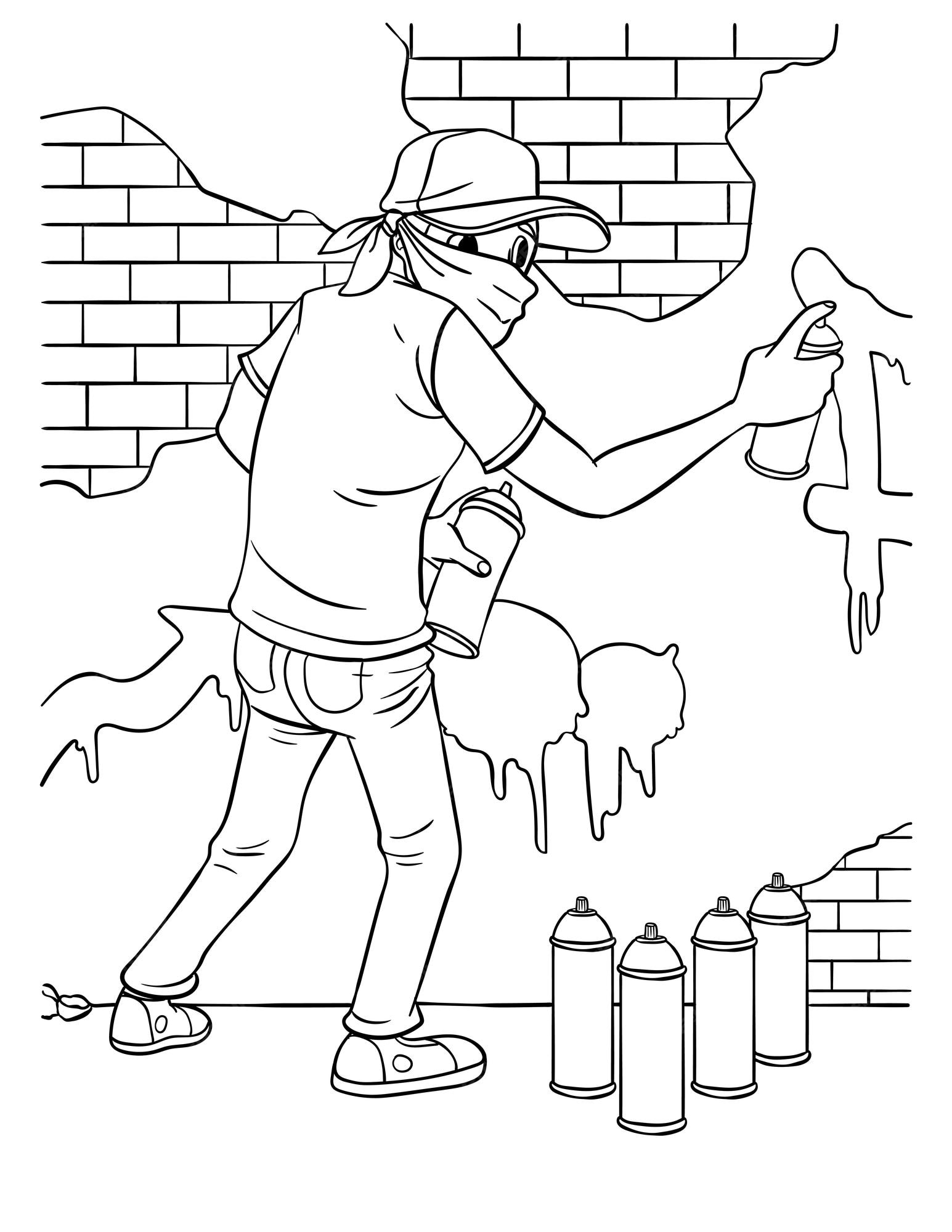 Premium vector graffiti artist coloring page for kids