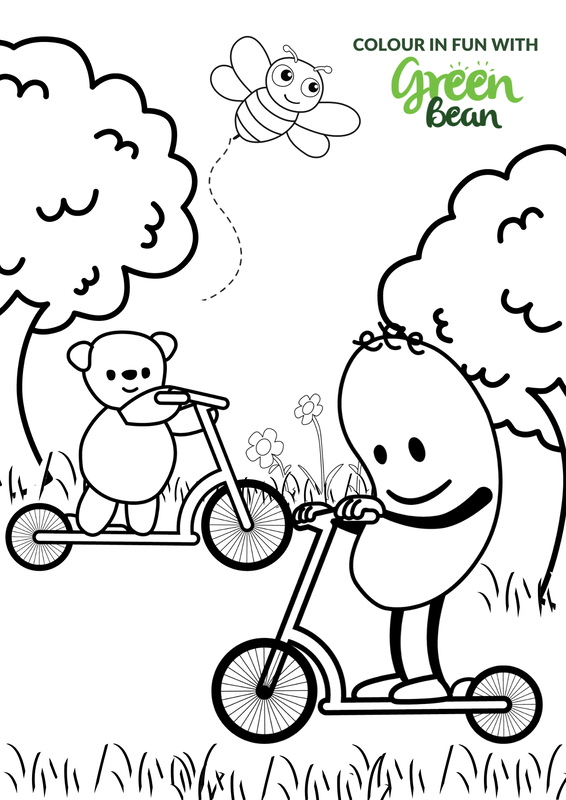 Printable louring sheet activities for kids green bean friends
