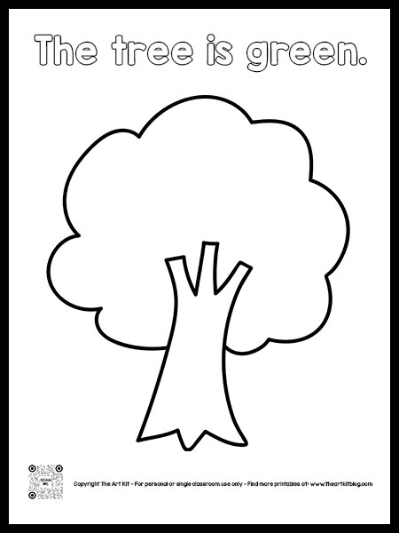 Green tree coloring pages bubble font â the art kit