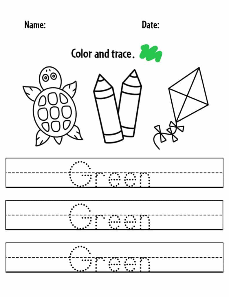 Green color activities and worksheets for preschool â the hollydog blog