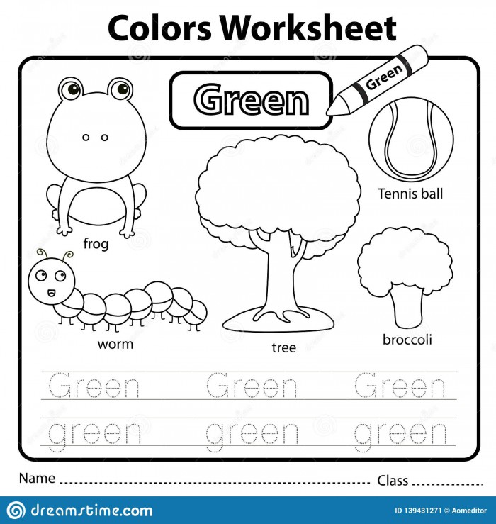 The color green worksheets