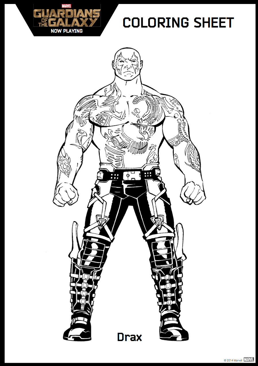 Free printable guardians of the galaxy coloring sheets
