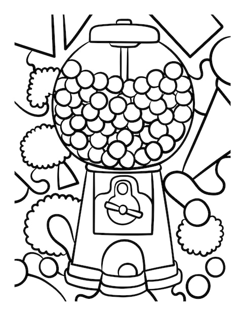 Premium vector gumball sweet food coloring page for kids
