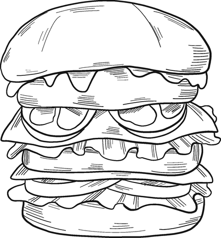 Hamburger coloring page free printable coloring pages