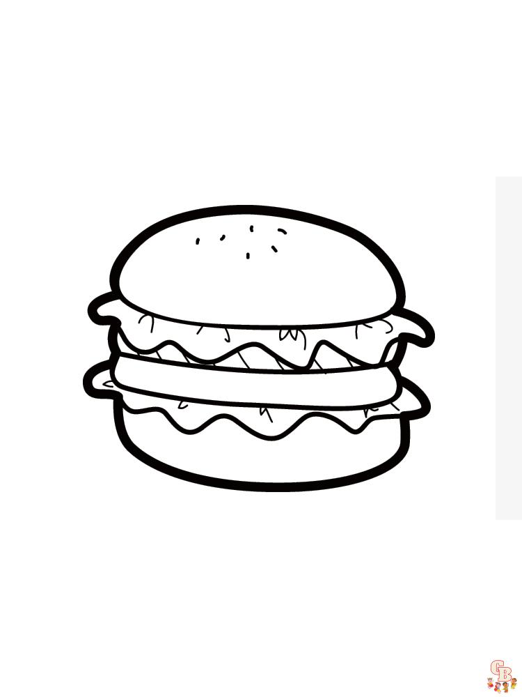 Hamburger coloring pages for kids