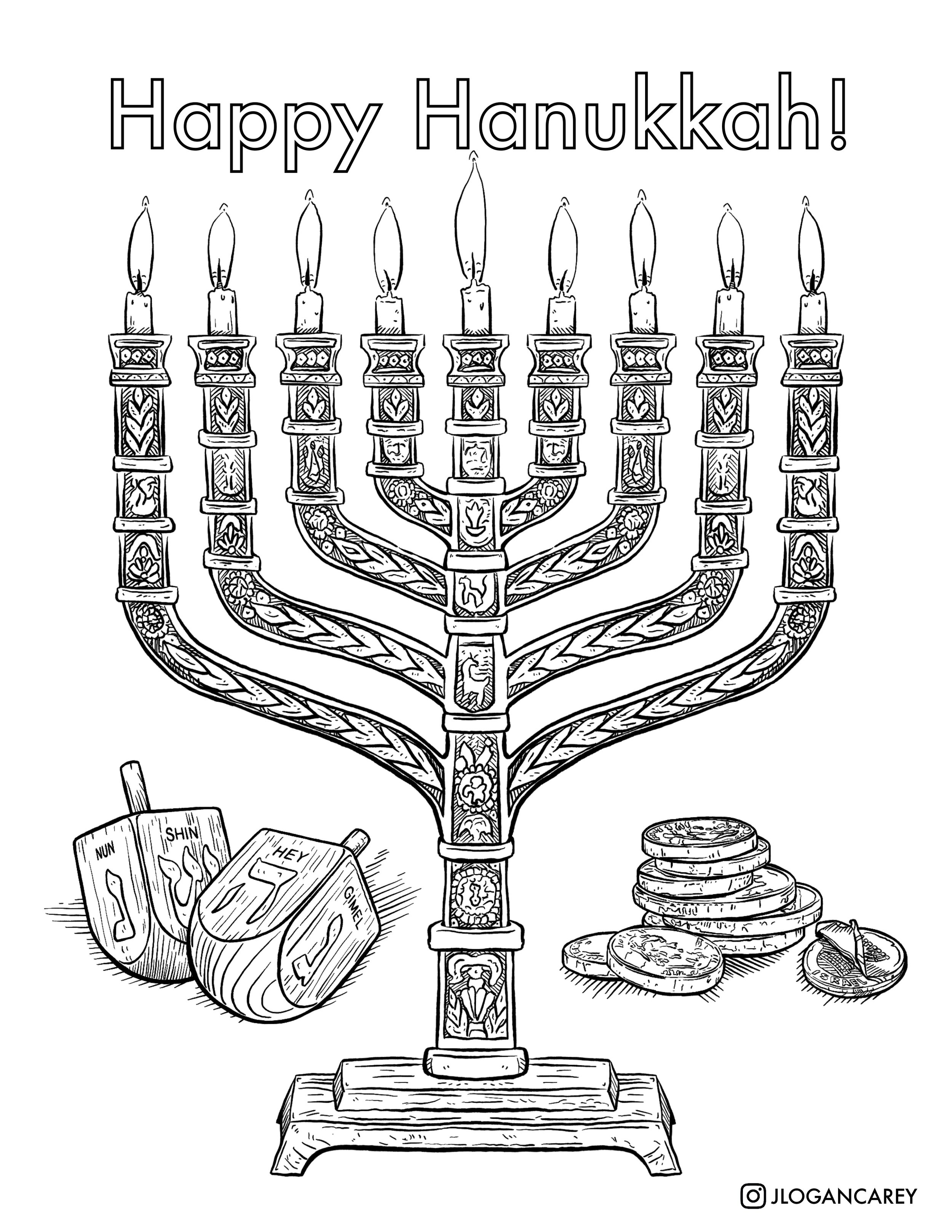 Hanukkah coloring page â j logan carey