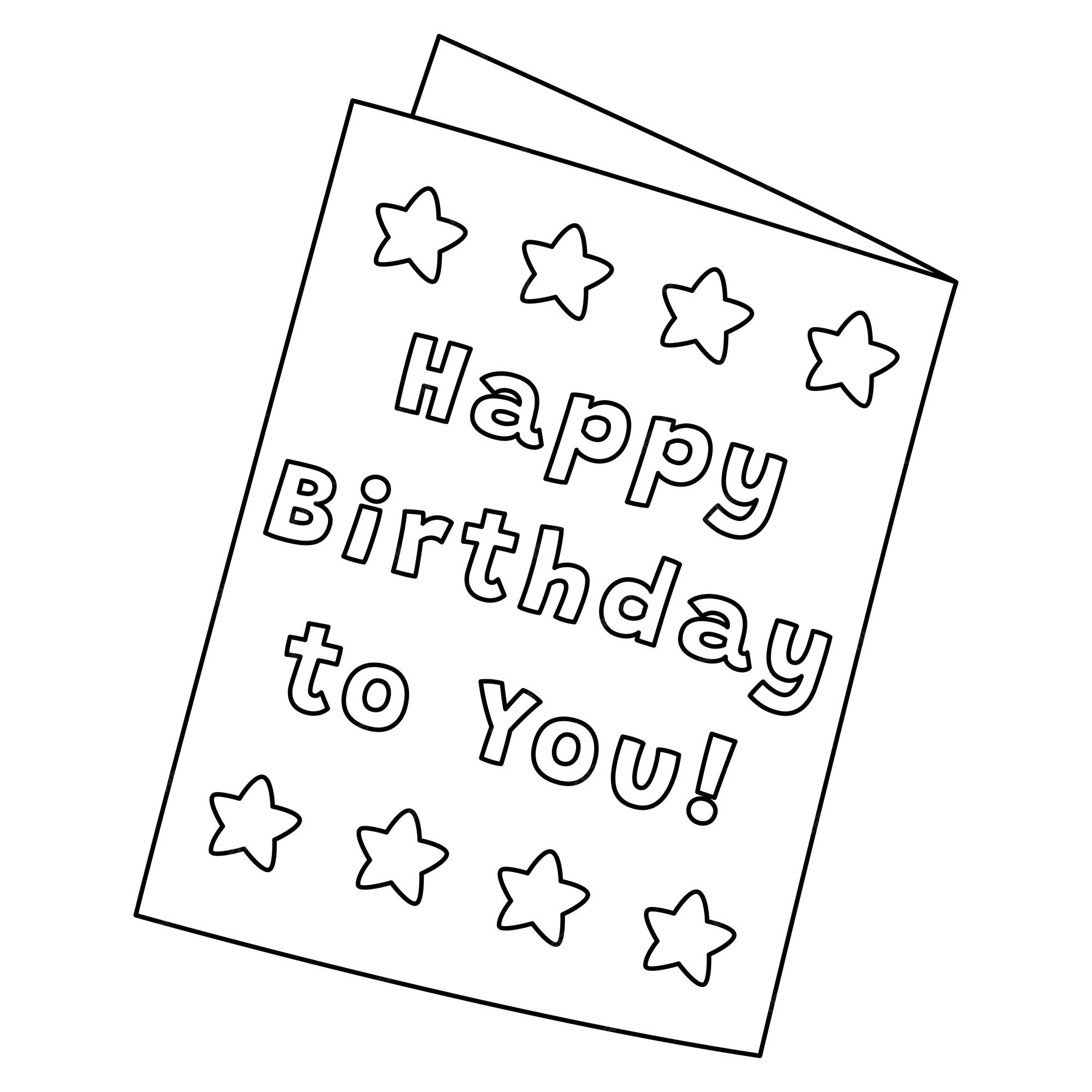 Premium vector a cute and funny coloring page for a birthday card provides hours of coloring fun for children color this page is very easy suitable for little kids and toddlers