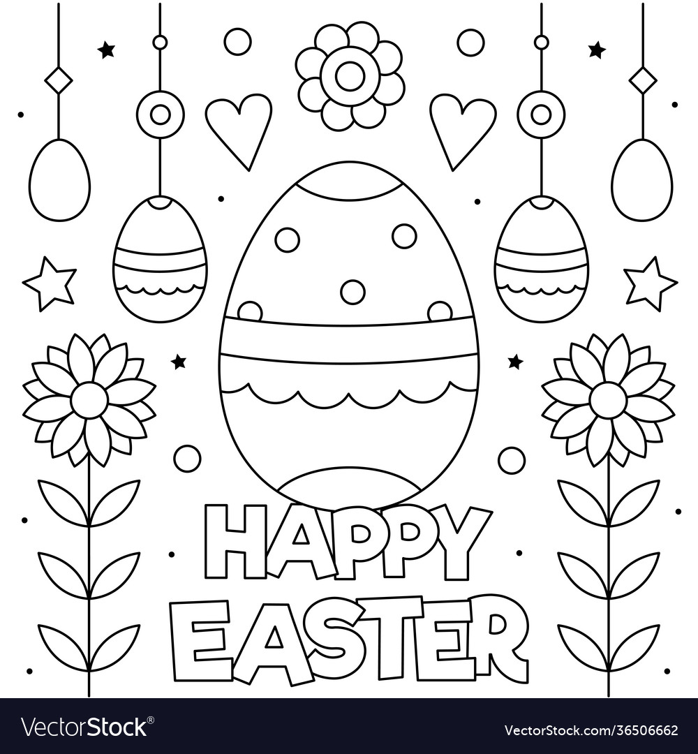 Happy easter coloring page royalty free vector image