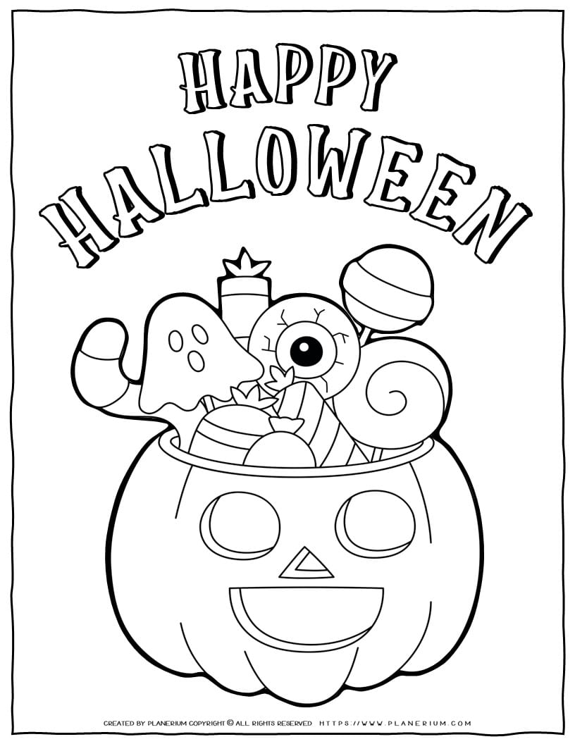 Happy halloween coloring page