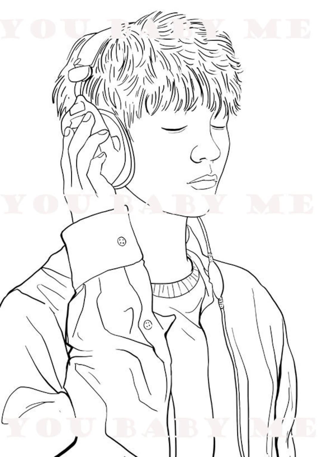 Headphones coloring page asian boy coloring page coloring page african american coloring sheet